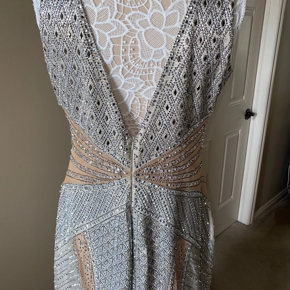 NEW Od Rica Silver Champagne Crystal Sparkling Rhinestone Wedding Evening Dress - Picture 16 of 16
